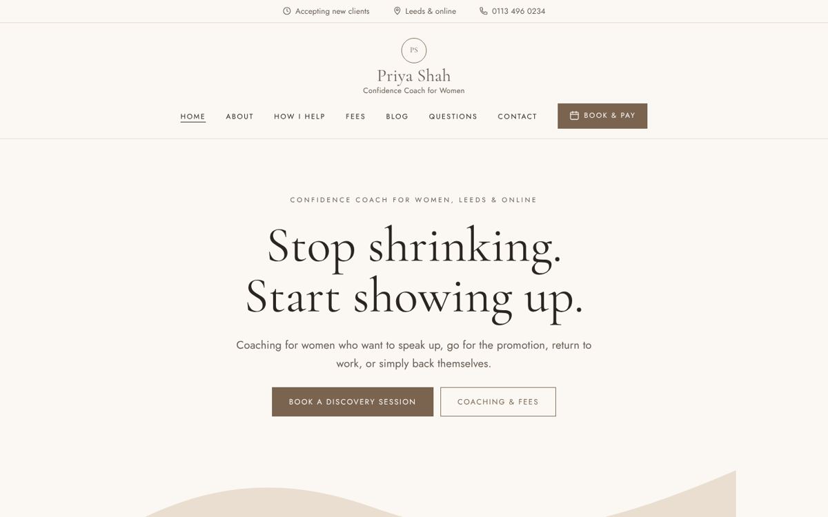 Atelier website design for coaches