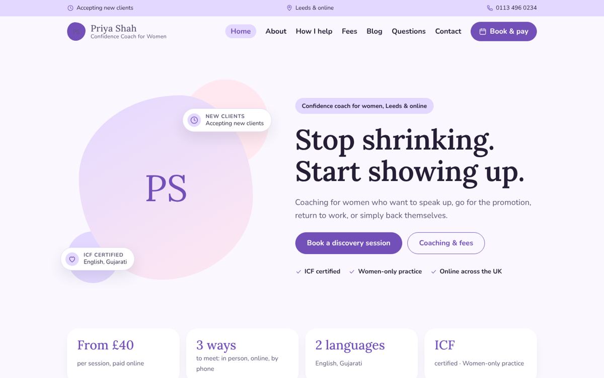 Bloom website design for coaches