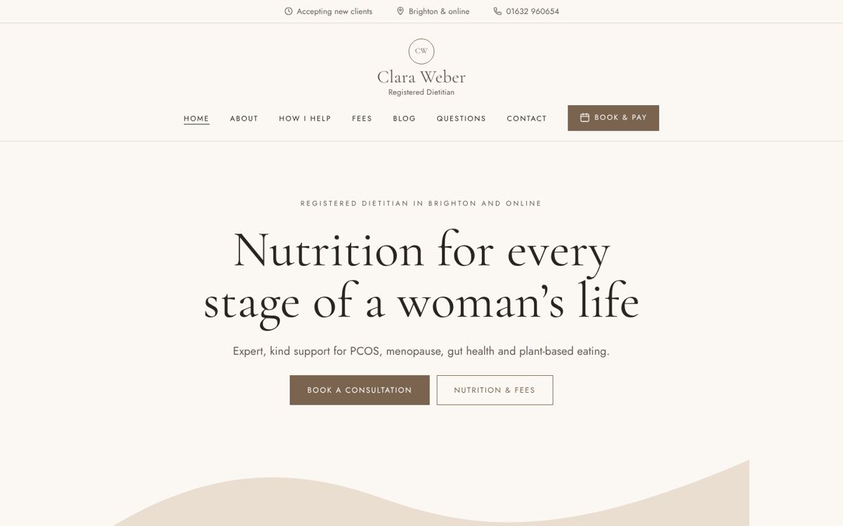 Atelier website design for nutritionists & dietitians