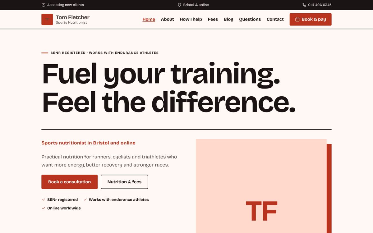 Editorial website design for nutritionists & dietitians