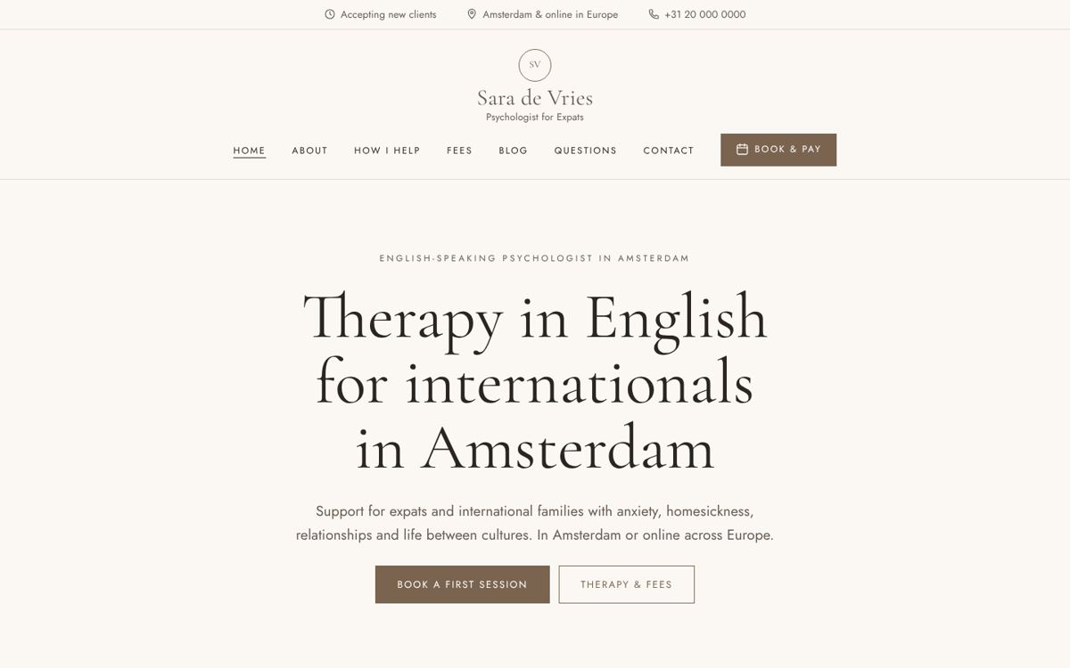 Atelier website design for therapists & counsellors