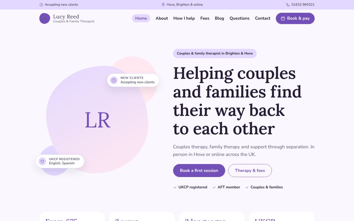 Bloom website design for therapists & counsellors